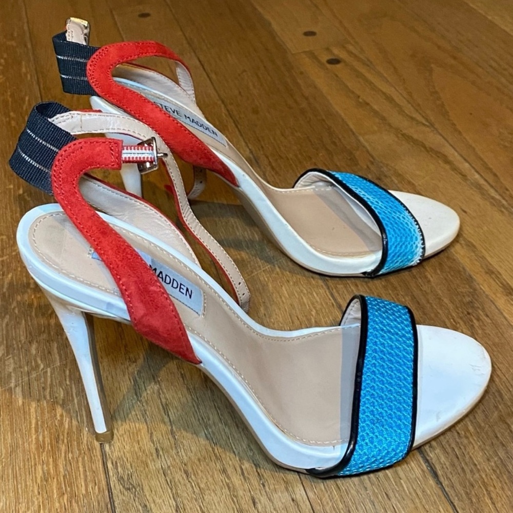 Steve Madden Heels 7.5 Red White Blue ❤️🤍💙